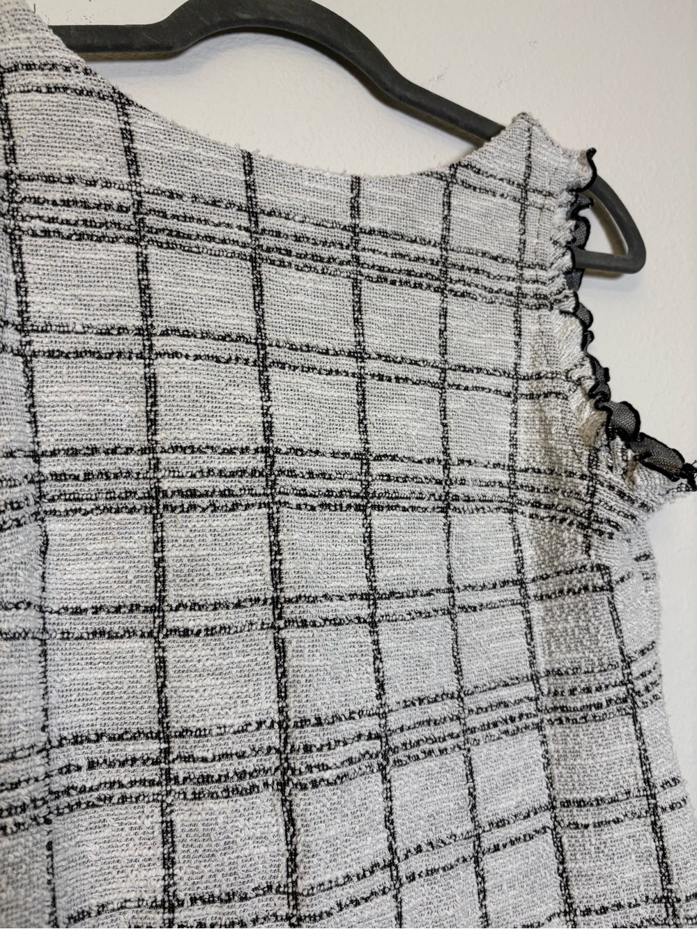 Banana Republic Black & White Windowpane Ruffle-Trim Midi Dress - Picture 2 of 5